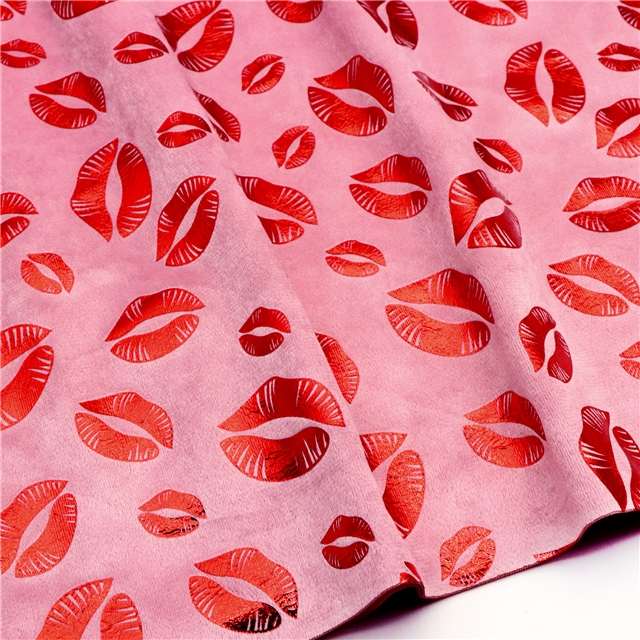 red hot stamping lips short plush fabric