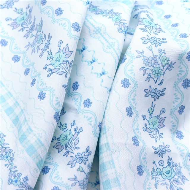 striped grid small floral polyester cotton fabric
