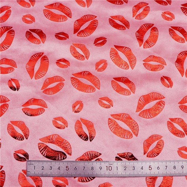 red hot stamping lips short plush fabric