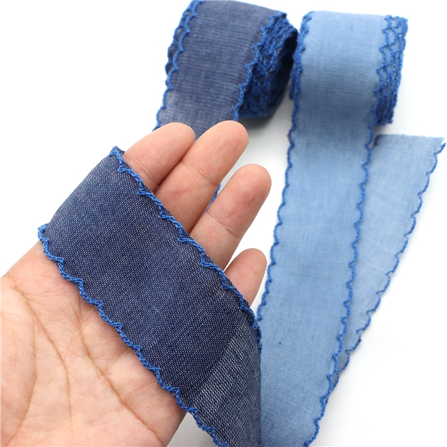 plain denim single layer monochrome hook ribbon