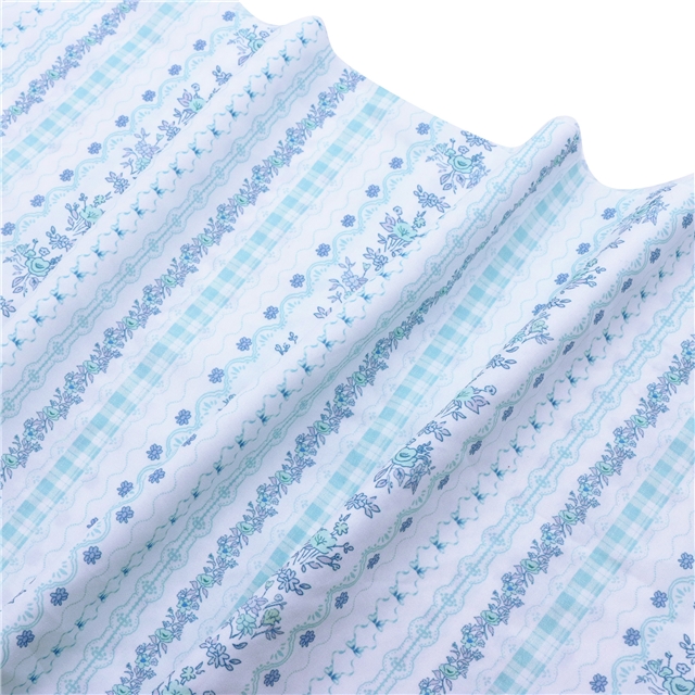 striped grid small floral polyester cotton fabric