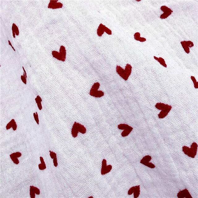 velvet heart 100% cotton double layers gauze fabric