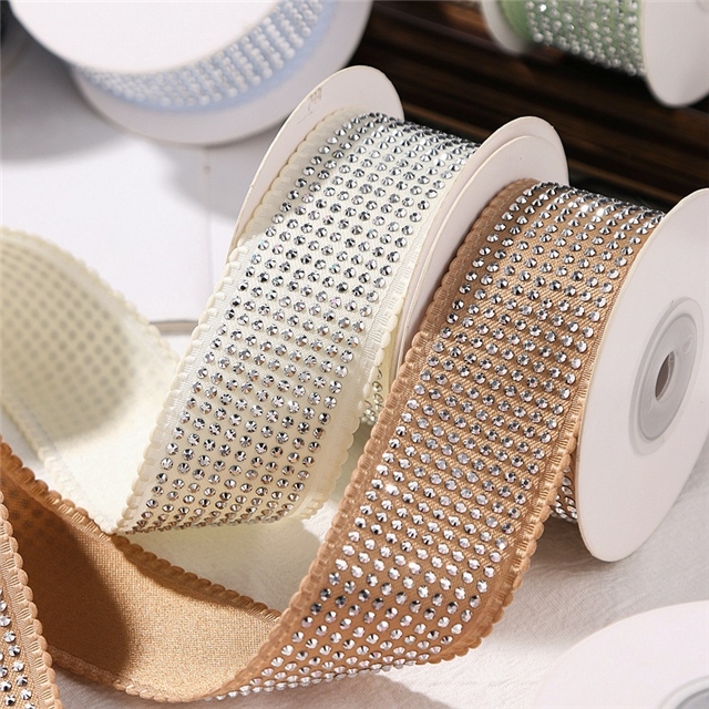 wave lace hotfix rhinestone solid color woven tape