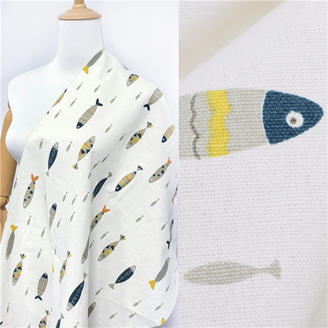 fish printing polyester cotton canvas fabric