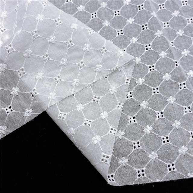 cotton embroidered hollow diamond pattern fabric