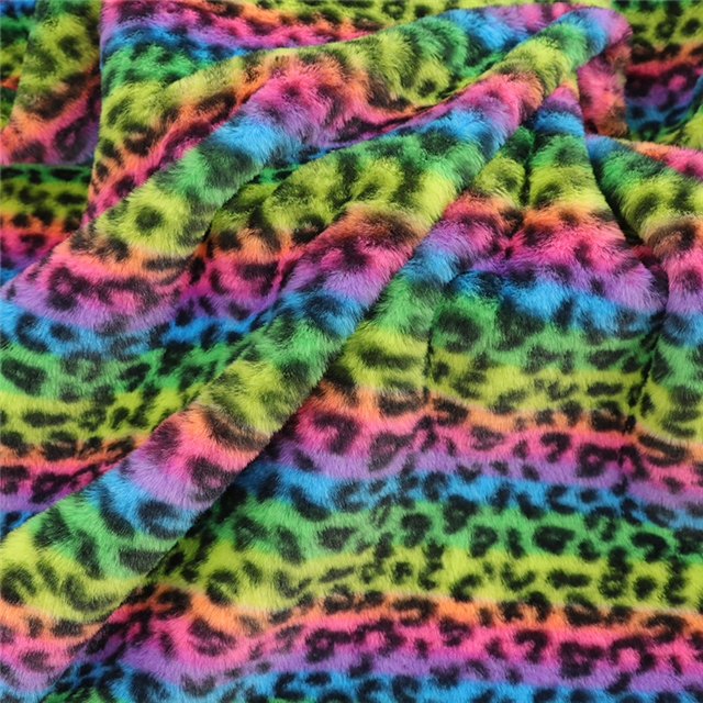 colorful leopard print rabbit fur fabric