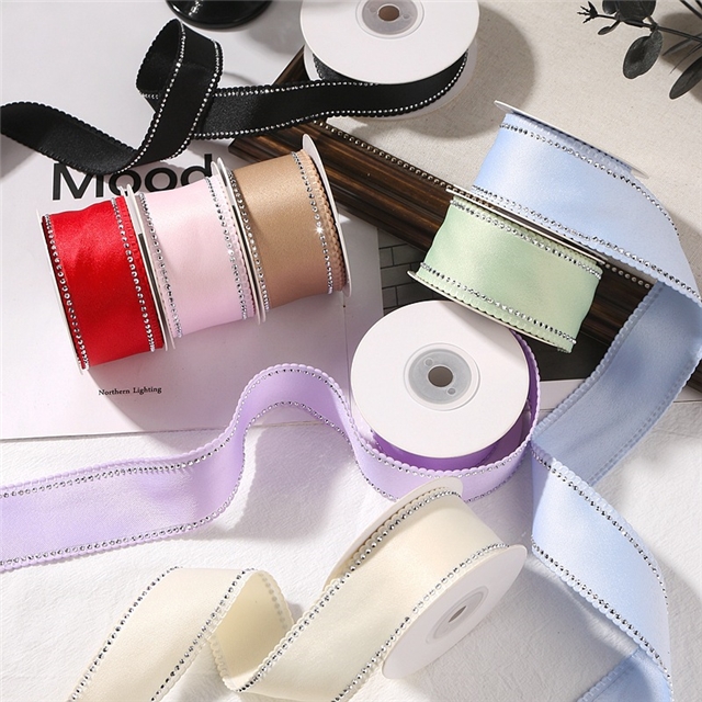wave lace hotfix rhinestone solid color woven tape