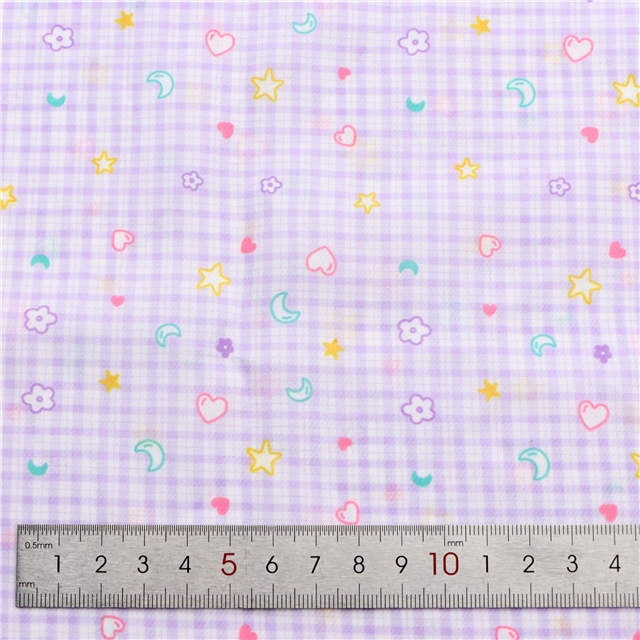 heart star moon grid chiffon fabric