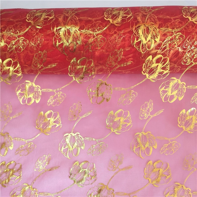 hot stamping heart-shaped organza fabric