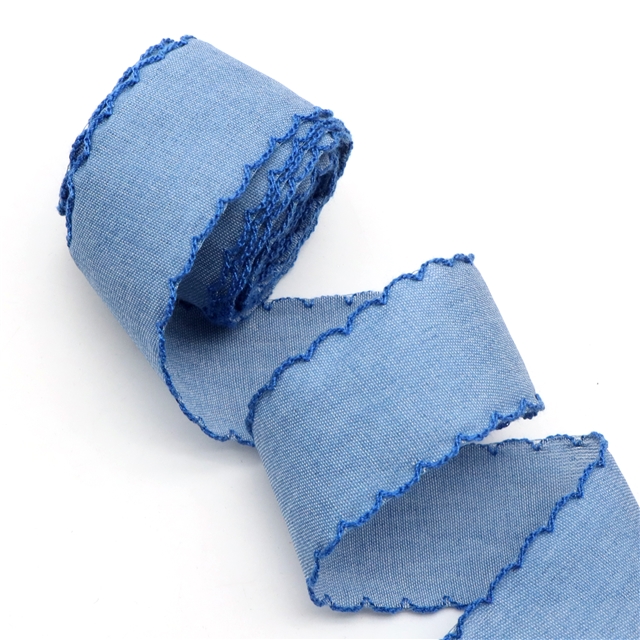 plain denim single layer monochrome hook ribbon
