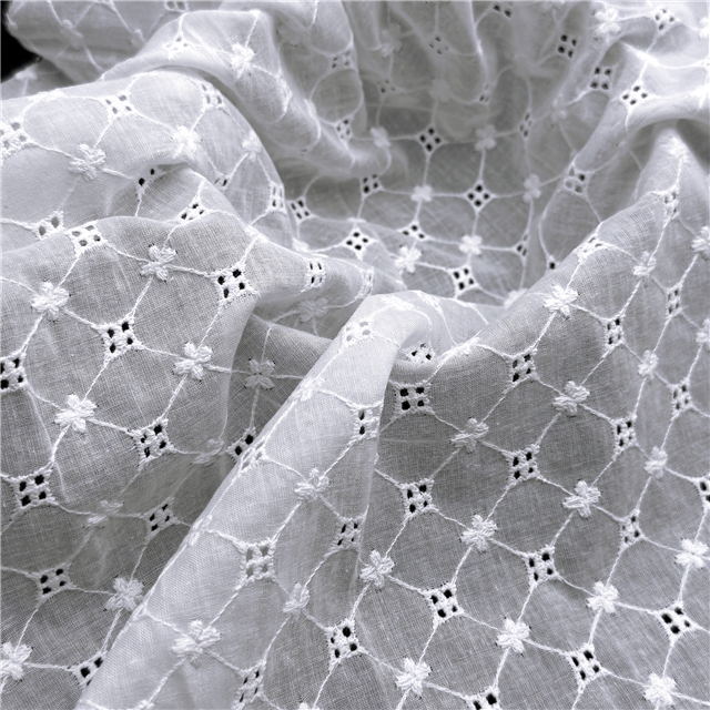 cotton embroidered hollow diamond pattern fabric