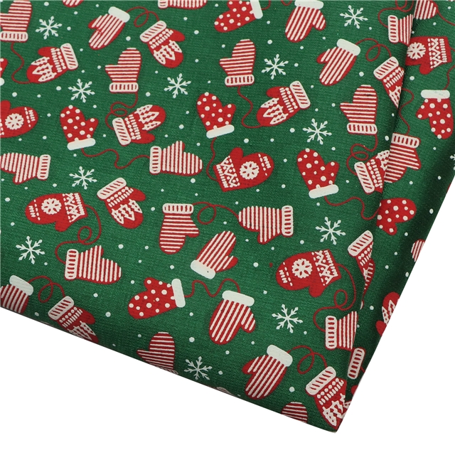 christmas gloves plaid ink printed bamboo fiber fabric