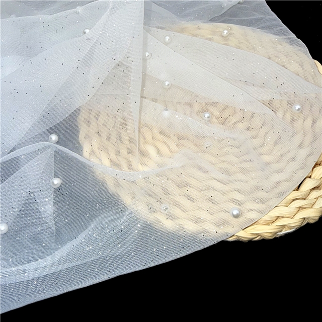silver powder pearl dress mesh fabric