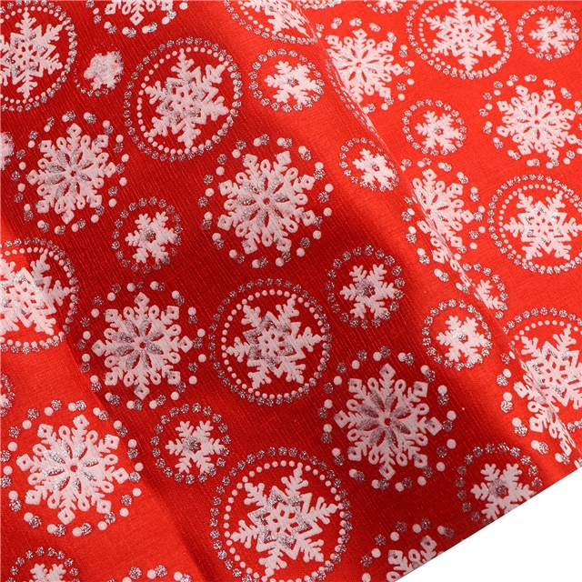 glitter offset printing christmas snowflake bamboo fiber fabric