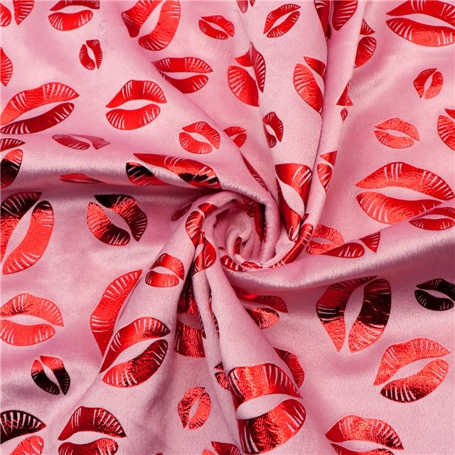 red hot stamping lips short plush fabric