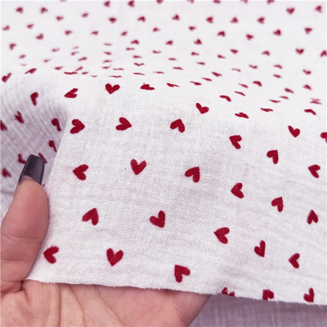 velvet heart 100% cotton double layers gauze fabric