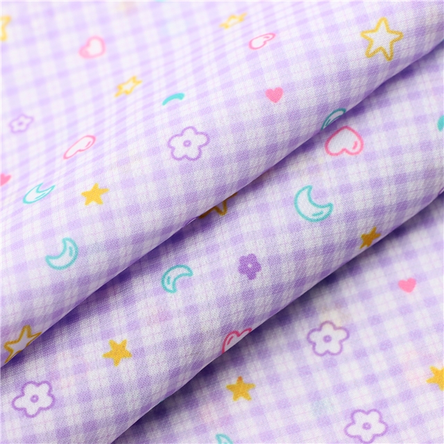 heart star moon grid chiffon fabric