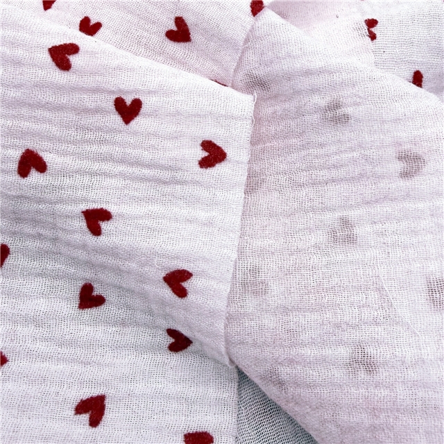 velvet heart 100% cotton double layers gauze fabric