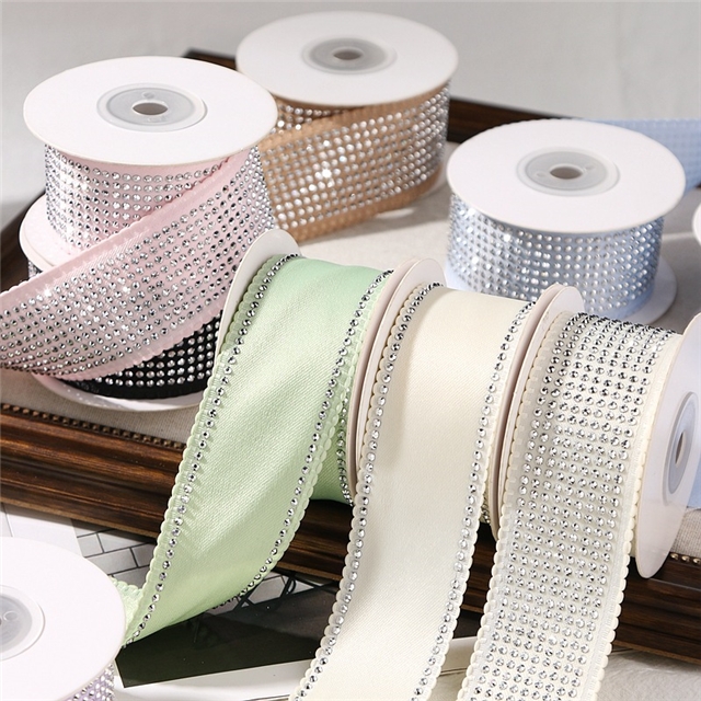 wave lace hotfix rhinestone solid color woven tape