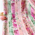 striped climbing vine flower digital printed brocade cotton fabric