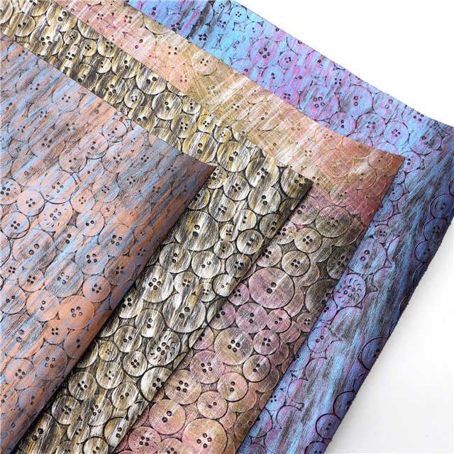 synthetic leather bump texture metallic button faux leather
