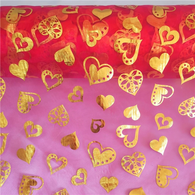 hot stamping heart-shaped organza fabric