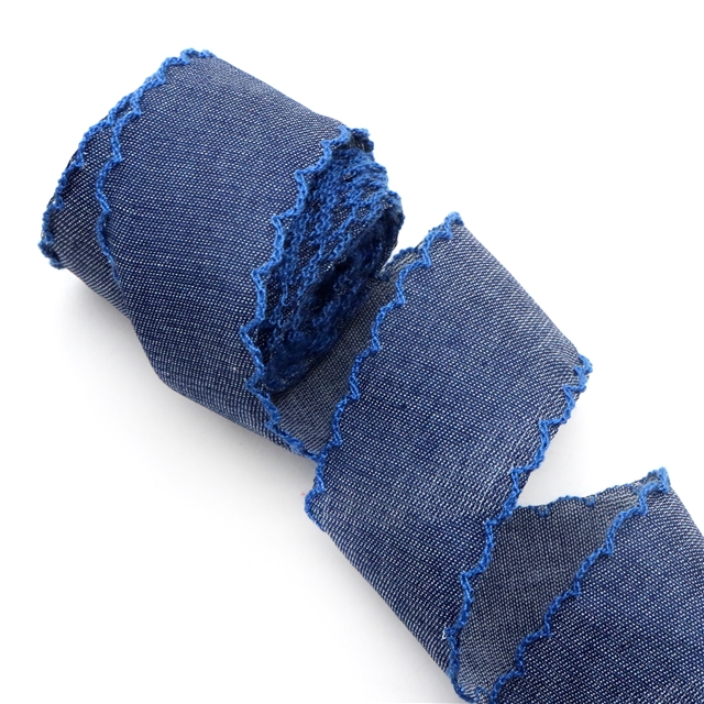 plain denim single layer monochrome hook ribbon