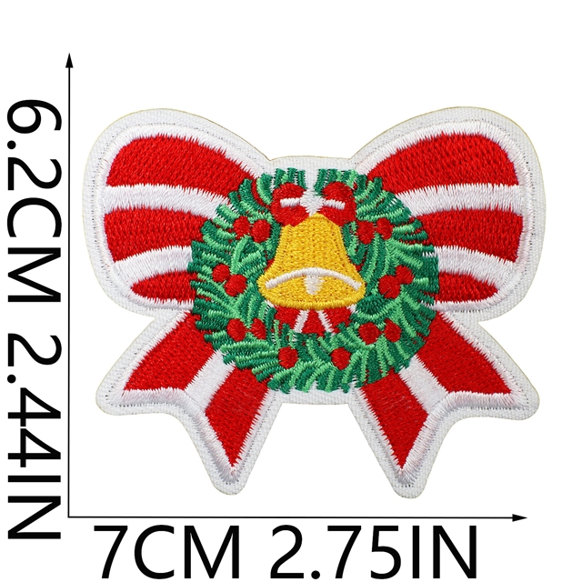 back with glue christmas bow series embroidery patch (back with glue)