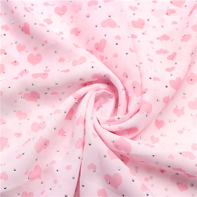 hot stamping heart chiffon fabric