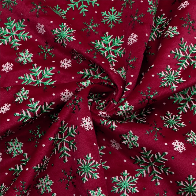 offset glitter christmas snowflake short plush fabric