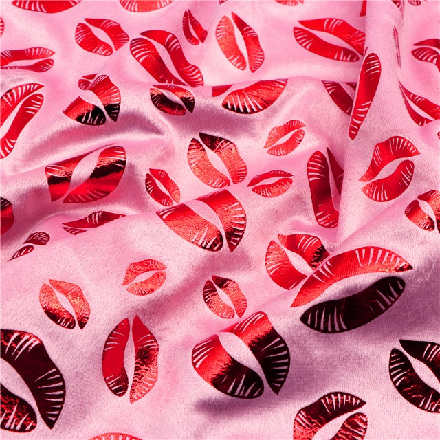 red hot stamping lips short plush fabric