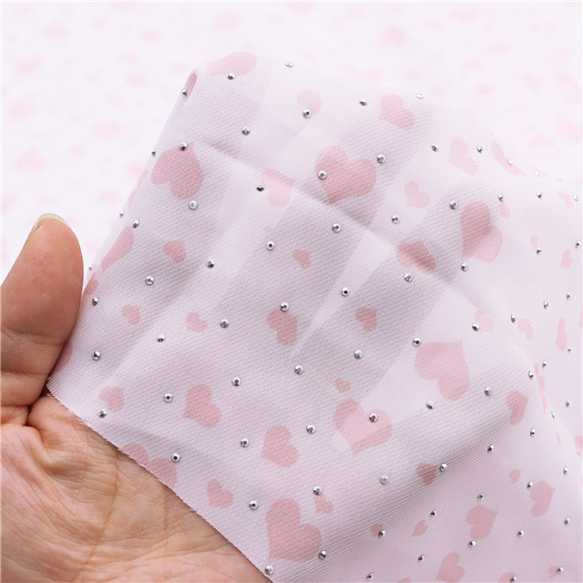 hot stamping heart chiffon fabric