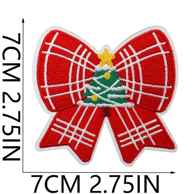 back with glue christmas bow series embroidery patch (back with glue)