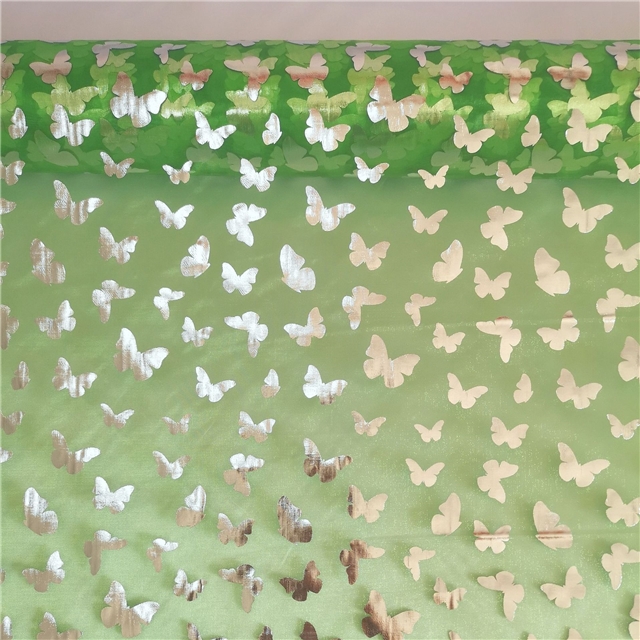 hot stamping heart-shaped organza fabric