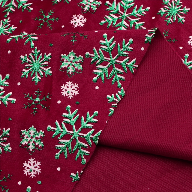 offset glitter christmas snowflake short plush fabric