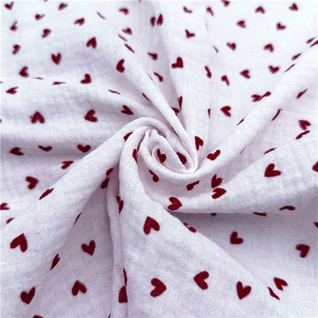velvet heart 100% cotton double layers gauze fabric