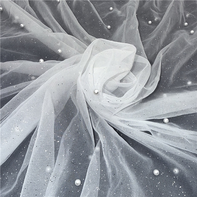 silver powder pearl dress mesh fabric