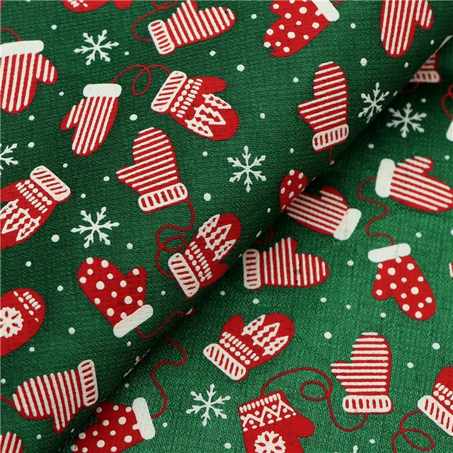 christmas gloves plaid ink printed bamboo fiber fabric