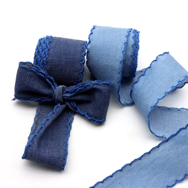 plain denim single layer monochrome hook ribbon