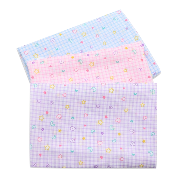heart star moon grid chiffon fabric