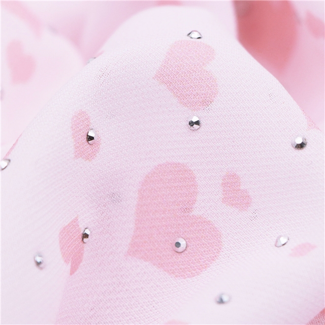 hot stamping heart chiffon fabric