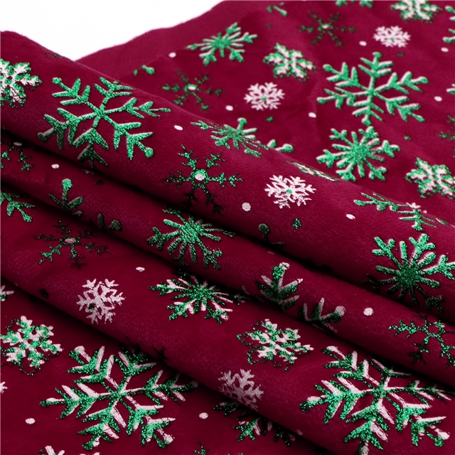 offset glitter christmas snowflake short plush fabric