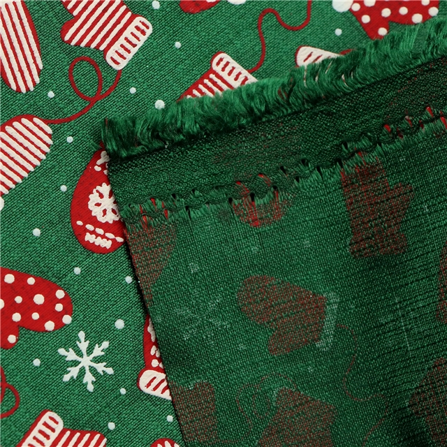 christmas gloves plaid ink printed bamboo fiber fabric
