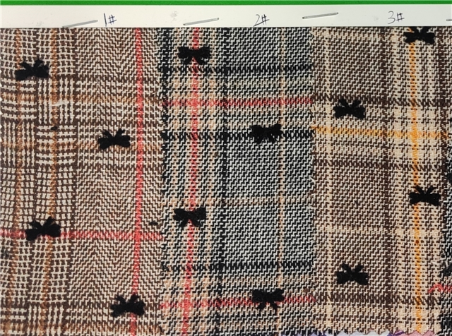 velvet bow brushed yarn dyed checkered fabric