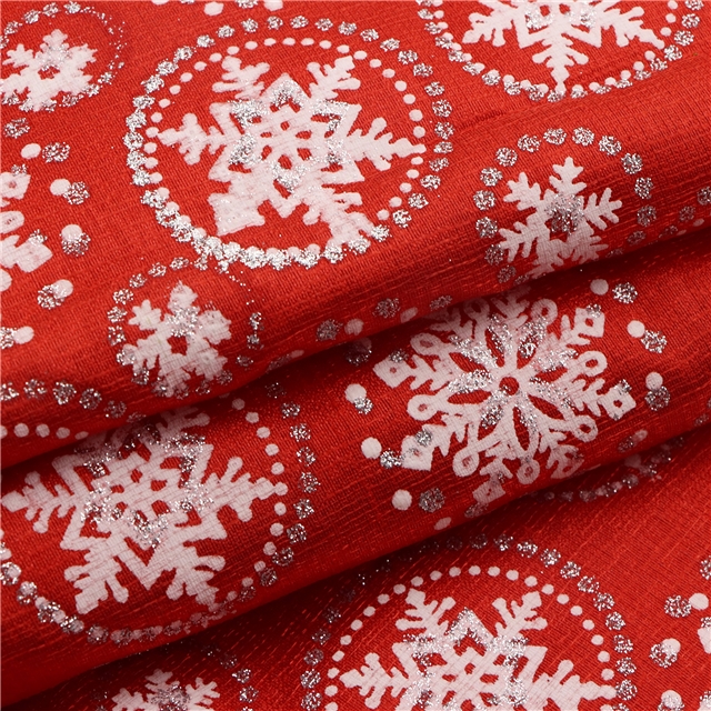 glitter offset printing christmas snowflake bamboo fiber fabric