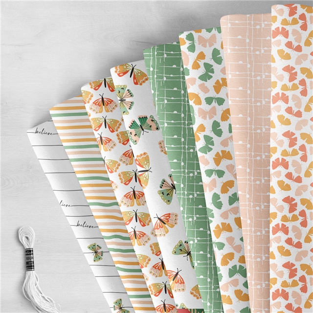 polyester cotton geometric butterfly series polyester cotton fabric set (8 pcs/set) polyester cotton fabric,50*45cm(19.7*17.7