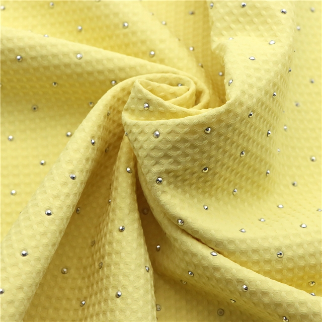 plain hot fix woven plaid polyester fabric