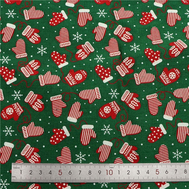 christmas gloves plaid ink printed bamboo fiber fabric
