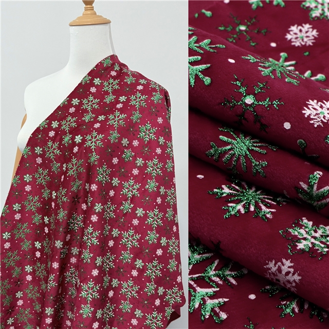 offset glitter christmas snowflake short plush fabric