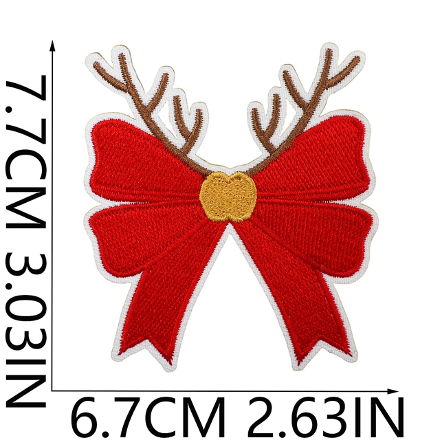 back with glue christmas bow series embroidery patch (back with glue)
